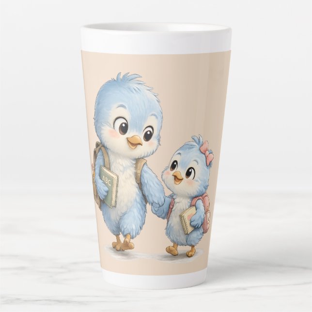 Irmãozinho de Pássaro Fofo Caneca de Café Latte Al (Frente)