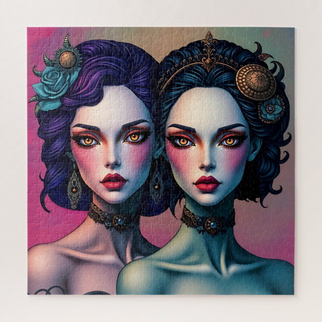 Irmãs Gêmeas Encantadoras Retrair Quebra-cabeça de (Vertical)