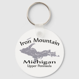 Iron Mountain Michigan Map Design Chaveiro