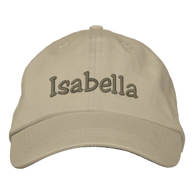 Isabella Name Embroidered Baseball Hat Boné - Khak (Frente)
