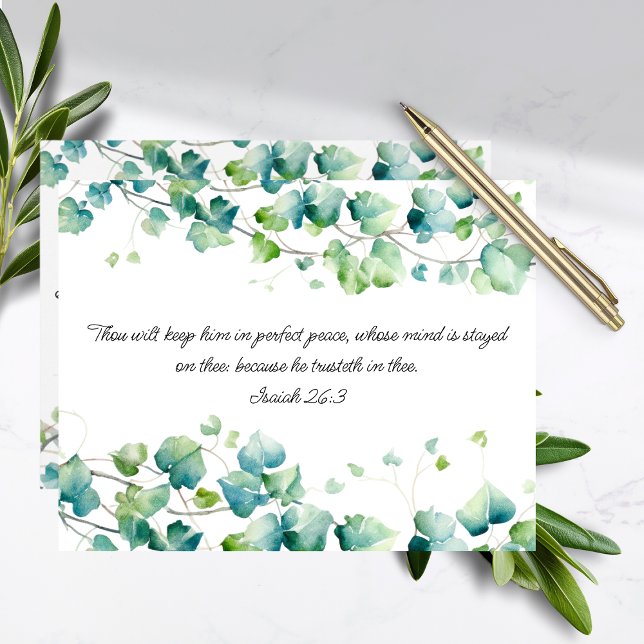 Isaiah 26:3  Cartão de Nota Branco com English Bur (Criador carregado)