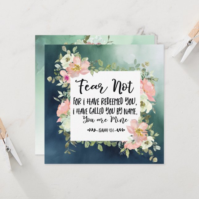Isaiah 43:1 Medo Não Bíblia Verso Cartão Cristão (Frente/Verso In Situ)