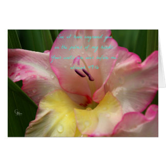 Isaiah 49:16 Cartão Gladiolus Rosa Raindrop