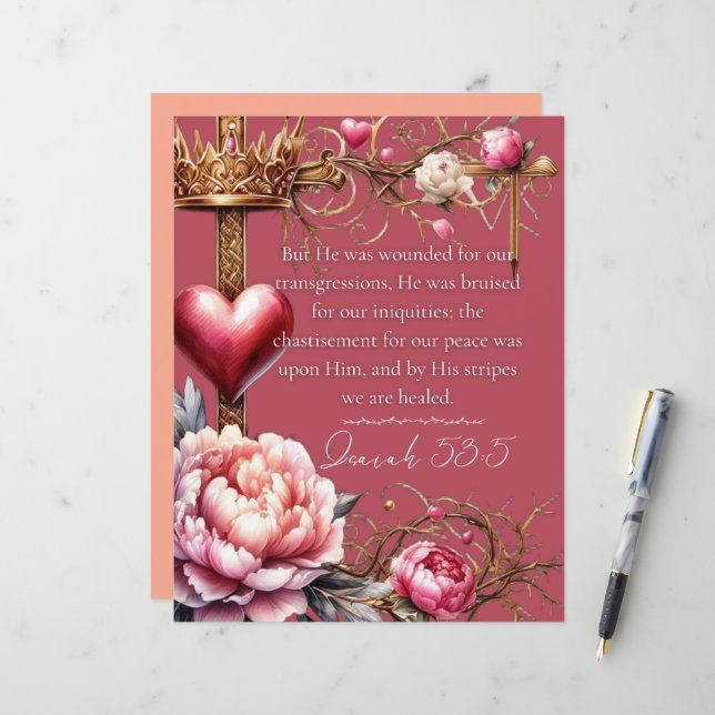 Isaiah 53:5 Cartão de Escritura de Curamento | Aqu (Frente/Verso In Situ)