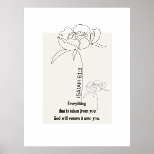 Isaiah 61:3 Impressão de Arte em Linha Floral – "D