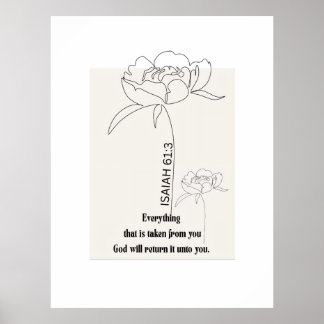 Isaiah 61:3 Impressão de Arte em Linha Floral – "D