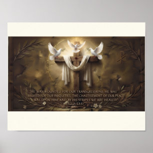 Isaías 53:5 Poster da Cruz   Por Suas Listras