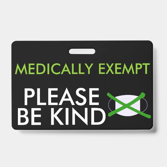 Isento Médico Do Crachá De Máscaras (Frente)