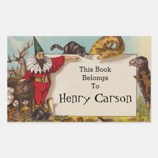 Isidore, o Elf e o adesivo do livro dos animais (Frente)