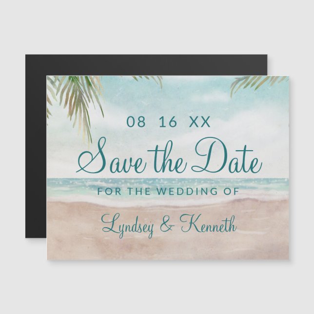 Island Breeze Painted Beach Wedding Salvar a Data (Frente/Verso)