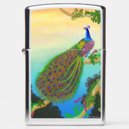 Isqueiro indiano exótico de Zippo do pavão