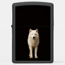 Isqueiro Zippo com Lobo Ártico de Marfim Elegante