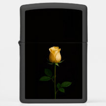 Isqueiro Zippo com Rosa Amarela Iluminada pelo Sol