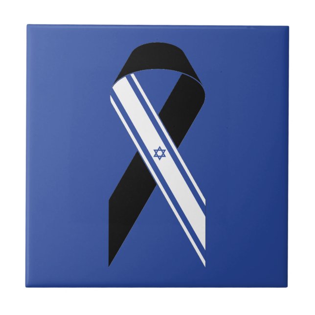 Israel banha a bandeira negra da fita azul (Frente)