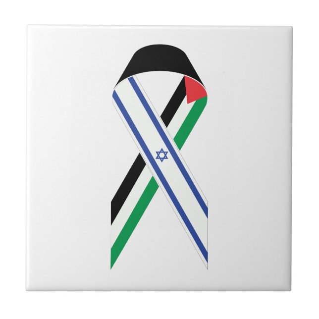 Israel e a Palestina - bandeira branca da fita de  (Frente)
