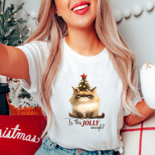 Isso É Jolly O Suficiente? Camisa de Gato de Natal