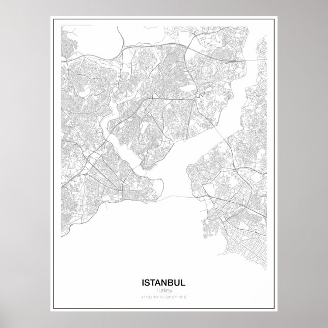 Istambul, Poster de Mapa Minimalista da Turquia (E (Frente)