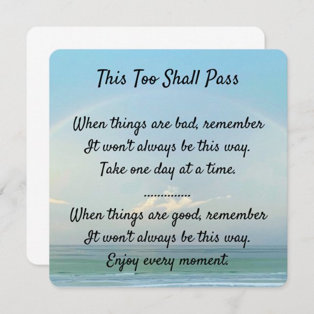 "Isto Também Passará" (Frente/Verso)