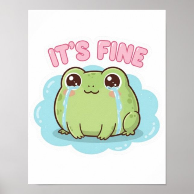 It’s Fine Frog Poster Cute Crying Frog Meme Aesthe (Frente)