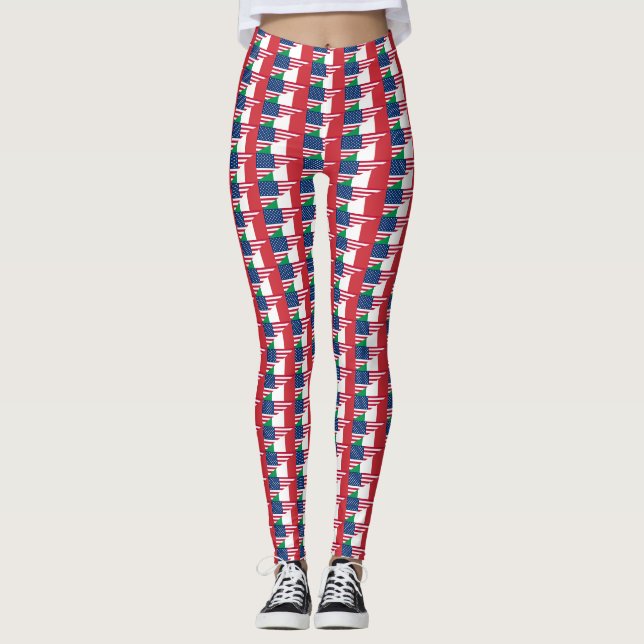 Itália, América italiana, EUA Flag Leggings (Frente)