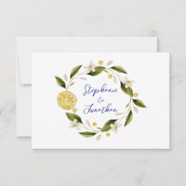 Italia Blue Watercolor Lemon RSVP Card