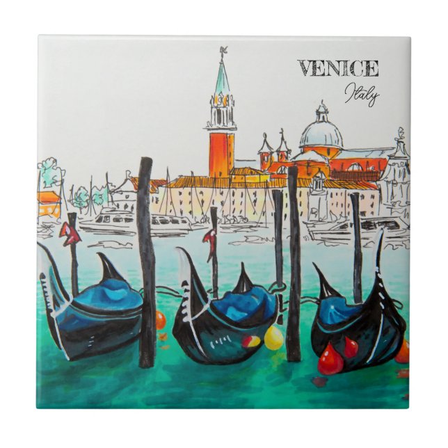 Itália Viagem - Souvenir de aquarela VENICE (Frente)