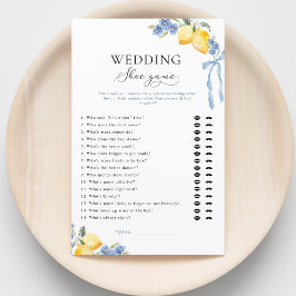 Italian Blue Bow & Lemons Bridal Wedding Shoe Game