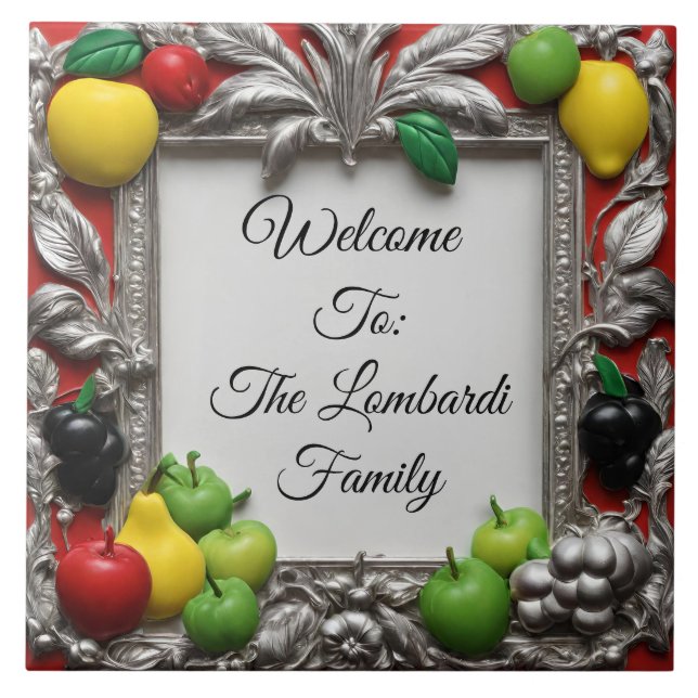 Italian Kitchen Fruit Frame Personalized Welcome  (Frente)
