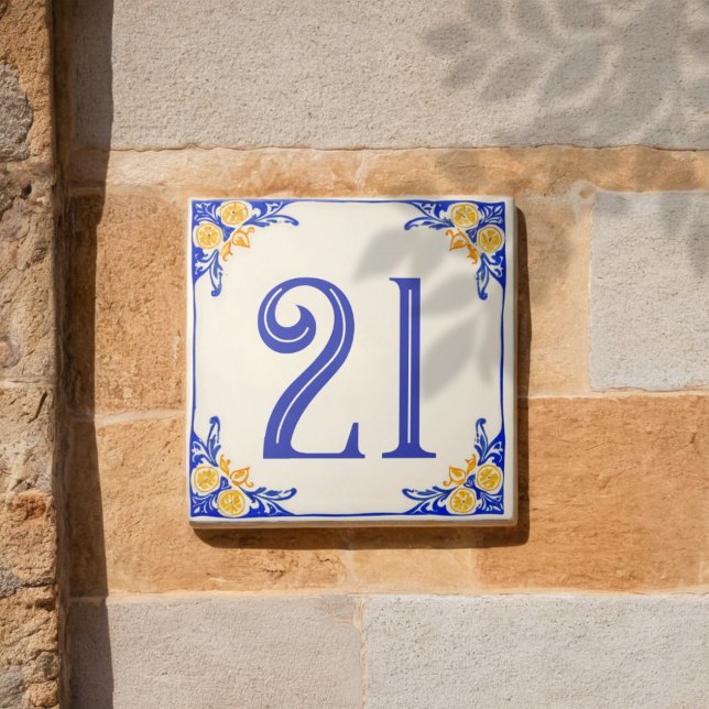 Italian Lemon Ceramic House Number Tile (Criador carregado)