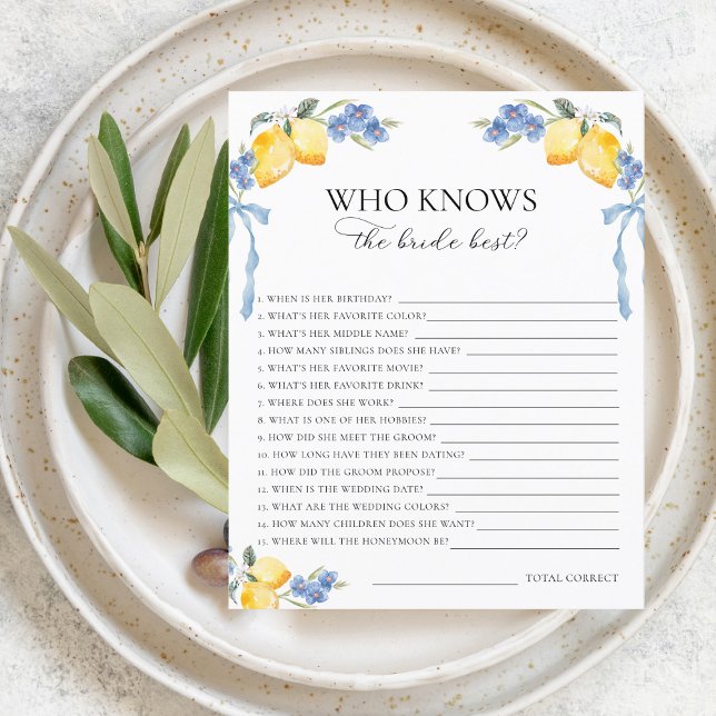 Italian Lemons Bows Who Knows the Bride Best Game (Criador carregado)