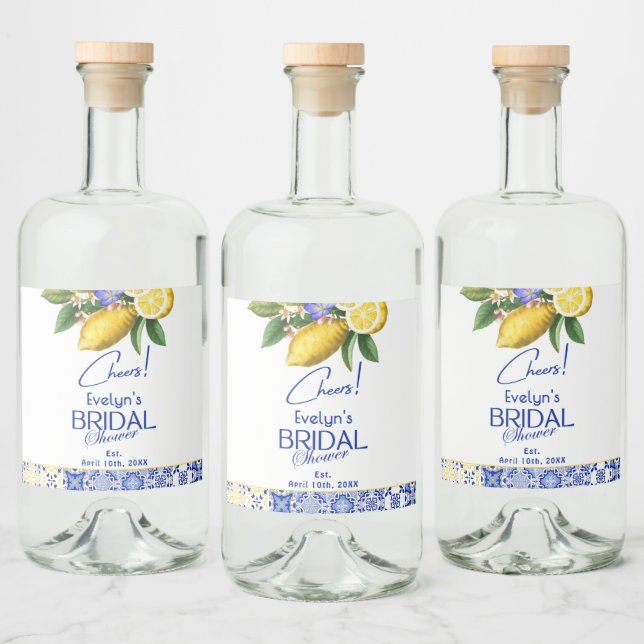 Italian Mosaic Blue Tile & Lemons Bridal Shower (Garrafas)