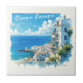 Italian Seaside Town Watercolor Ocean Escape