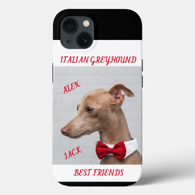 ITALIANO GREYHOUND APPLE IPHONE 13 CASE E NOMES. (Verso)