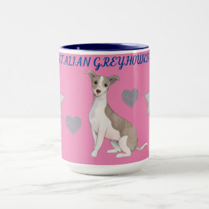 ITALIANO GREYHOUND COMBO DOIS MUG TONED. CANECA