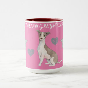ITALIANO GREYHOUND COMBO DOIS MUG TONED. CANECA