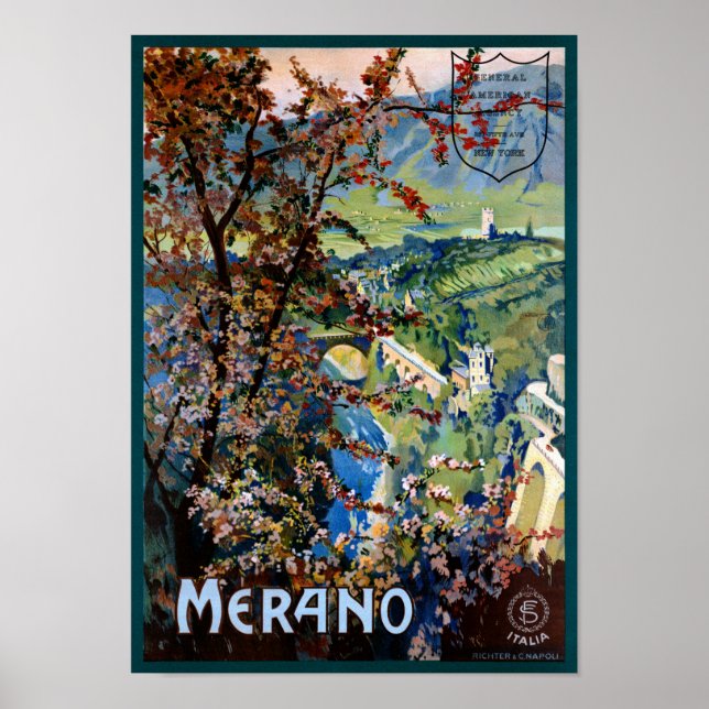Italy Merano Meran Restored Vintage Travel Poster (Frente)
