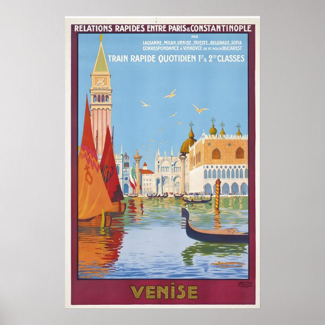 Italy Venice Vintage Travel Poster - Framed (Frente)