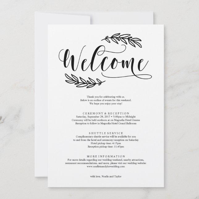 Itinerário de Boas-Vindas de Fim de Semana de Casa (Frente)