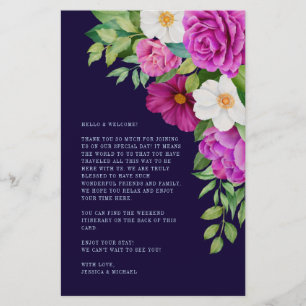 Itinerário de Boas-vindas do Casamento Azul Roxo F