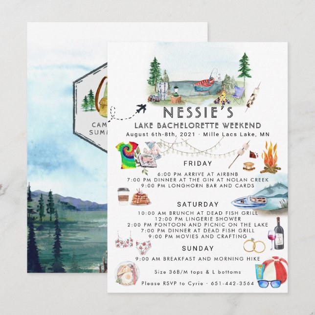 Itinerário de Fim de Semana Bachelorette | Campo d (Frente/Verso)