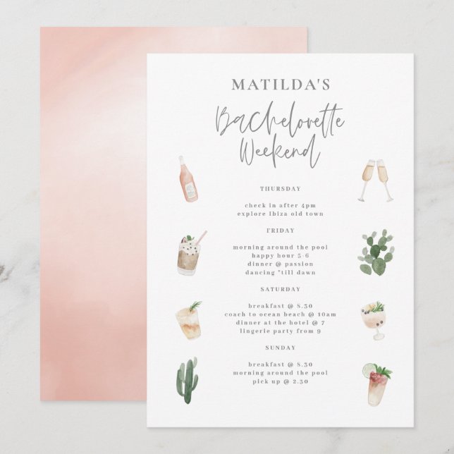 Itinerário de fim de semana das bebidas aquáticas (Frente/Verso)