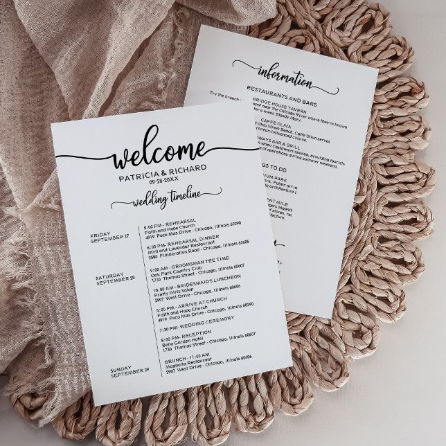 Itinerário de Fim de Semana de Casamento Minimalis (Criador carregado)