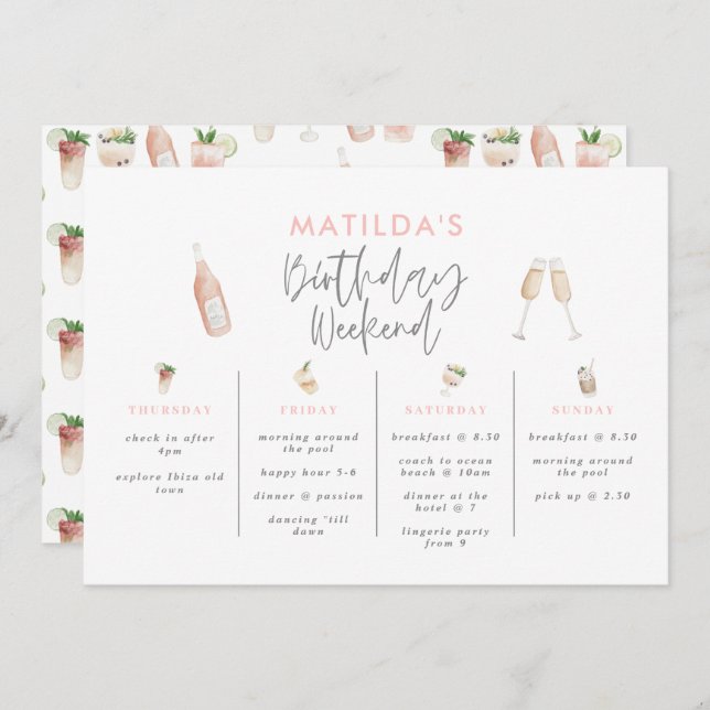 Itinerário do aniversário da Watercolor Bebe (Frente/Verso)