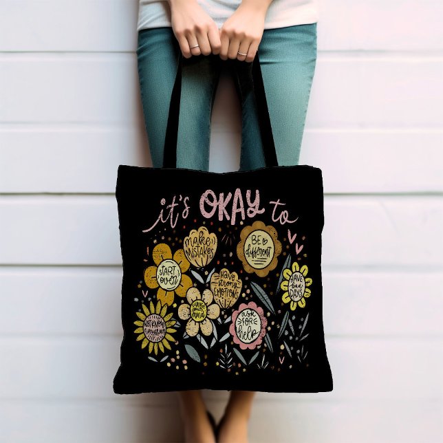 It's Okay To Boho Floral Tote Bag (Criador carregado)