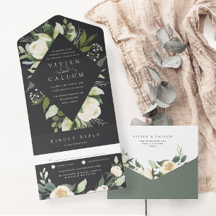Ivory Bloom Casamento de Mola Floral de Aquarela