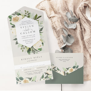 Ivory Bloom Casamento de Mola Floral de Aquarela