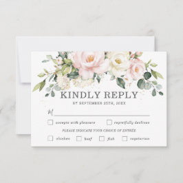 Ivory Blush Floral Wedal Placa RSVP de Escolha