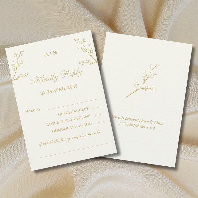 Ivory Botanical Christian Wedding RSVP Card (Criador carregado)
