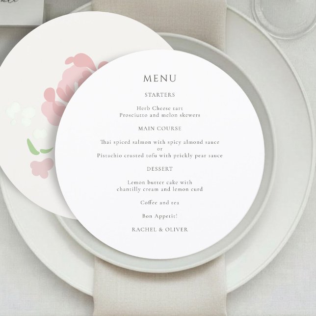 Ivory & Branco | Cartão de Menu de Casamento Flora (Criador carregado)