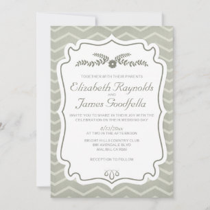Ivory Chevron Stripes Convites De Casamento